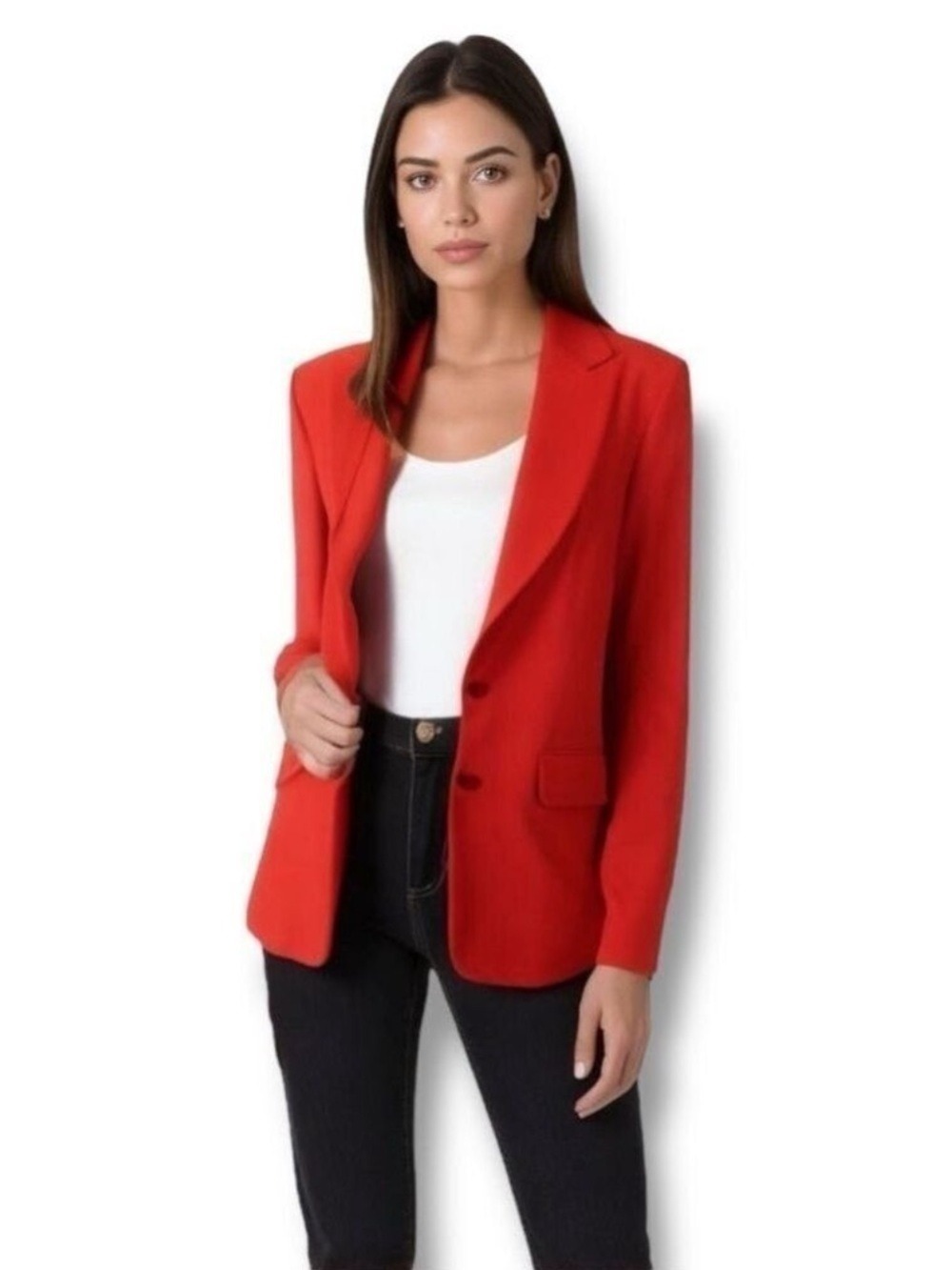 MONDI Red Women’s Blazer, Label says 42 Fits like oversized 6 or true to size 8